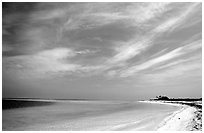 Sky, turquoise waters and beach on Bush Key. Dry Tortugas National Park, Florida, USA. (black and white)