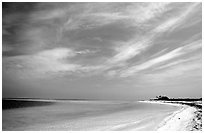 Sky, turquoise waters and beach on Bush Key. Dry Tortugas National Park ( black and white)