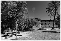 Camper. Dry Tortugas National Park, Florida, USA. (black and white)