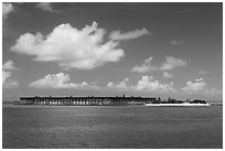 Fort Jefferson and Garden Key from the West. Dry Tortugas National Park ( black and white)