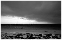 Approaching storm over Yachts at Tortugas anchorage. Dry Tortugas National Park ( black and white)