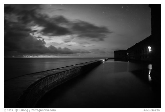 Fort Jefferson at dusk with stars. Dry Tortugas National Park, Florida, USA.