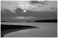 Sunrise over Long Key and Bush Key. Dry Tortugas National Park ( black and white)