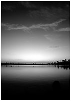 Sky and Pine Glades Lake, dusk. Everglades National Park, Florida, USA. (black and white)