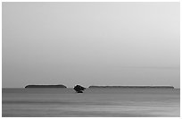 Florida Bay and Mangrove islands, dusk. Everglades National Park, Florida, USA. (black and white)