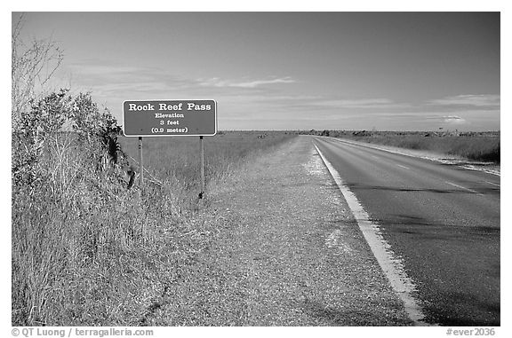Rock Reef Pass, elevation 3 feet. Everglades National Park (black and white)