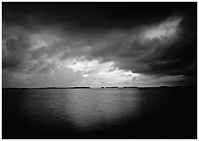 Storm clouds over Florida Bay at sunset. Everglades  National Park ( black and white)