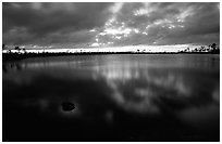 Stormy sunset at Pine Glades Lake. Everglades National Park, Florida, USA. (black and white)