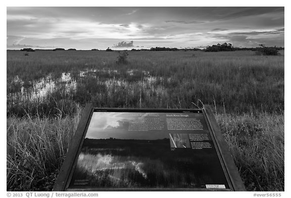 Shark River Slough interpretative sign. Everglades National Park, Florida, USA.