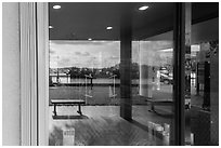 Marsh, Royal Palms Visitor Center window reflexion. Everglades National Park ( black and white)