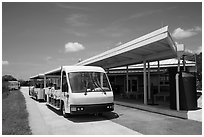 Tram and visitor center, Shark Valley. Everglades National Park ( black and white)