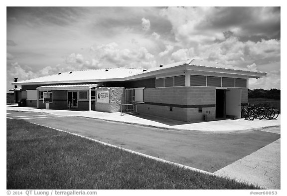 Shark Valley visitor center. Everglades National Park (black and white)