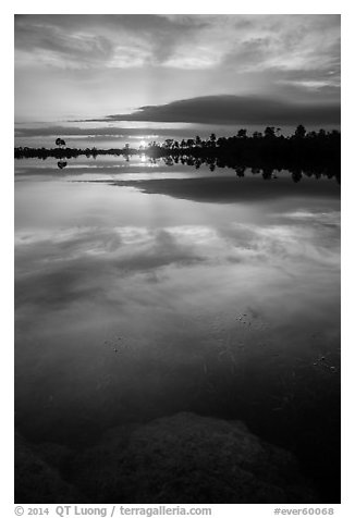 Sunset, Pines Glades Lake. Everglades National Park (black and white)