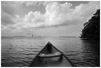 Canoe pointing to Florida Bay. Everglades National Park ( black and white)