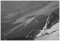 Haleakala crater from Kalahaku at sunrise. Haleakala National Park, Hawaii, USA. (black and white)