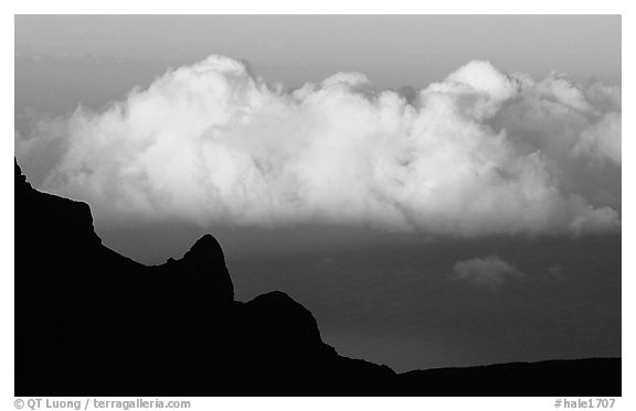 Clouds and Haleakala crater, evening. Haleakala National Park, Hawaii, USA.