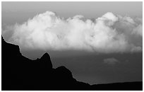 Clouds and Haleakala crater, evening. Haleakala National Park, Hawaii, USA. (black and white)