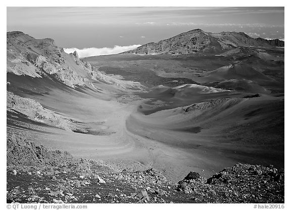 View of Haleakala crater from White Hill with multi-colored cinder. Haleakala National Park, Hawaii, USA.