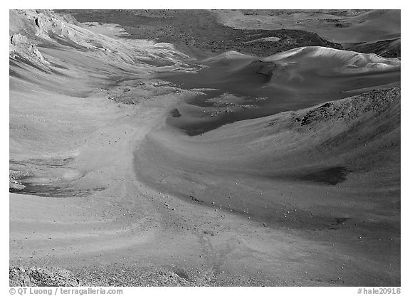 Colorful cinder in Haleakala crater. Haleakala National Park (black and white)