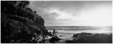 Stream outlet at sunrise. Haleakala National Park (Panoramic black and white)