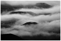 Cinder cones emerging from clouds. Haleakala National Park ( black and white)