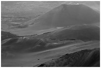 Cinder cones within Halekala crater. Haleakala National Park, Hawaii, USA. (black and white)