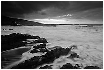 Storm and surf, Kipahulu. Haleakala National Park, Hawaii, USA. (black and white)