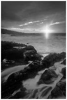 Sunrise over stormy ocean. Haleakala National Park ( black and white)