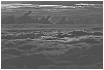 Sea of clouds at sunset. Haleakala National Park, Hawaii, USA. (black and white)