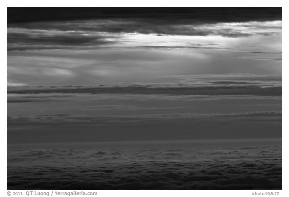 Stormy sea of clouds. Haleakala National Park (black and white)