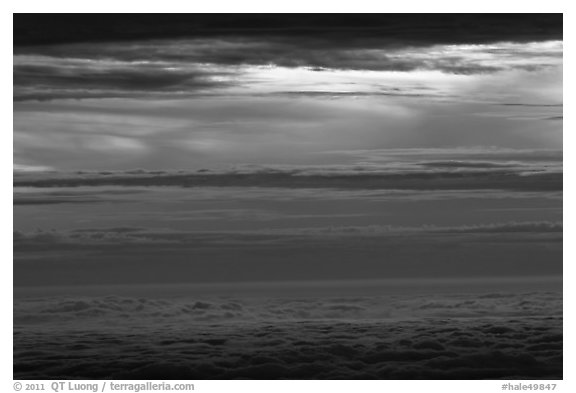 Stormy sea of clouds. Haleakala National Park, Hawaii, USA.