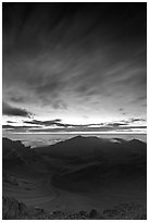 Halekakala crater, pre-sunrise dawn. Haleakala National Park ( black and white)