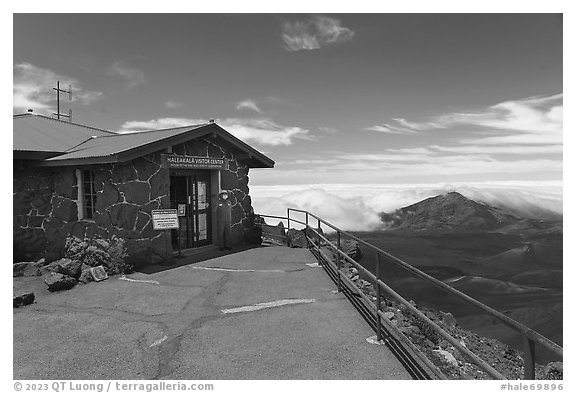 Haleakala Visitor Center and Haleakala Crater. Haleakala National Park (black and white)