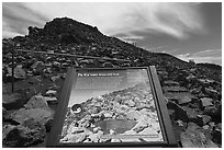 White Hill Trail interpretive sign. Haleakala National Park ( black and white)