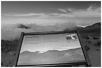 Missing Summit interpretive sign. Haleakala National Park ( black and white)