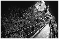 Thurston lava tube seen from inside. Hawaii Volcanoes National Park ( black and white)