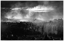 Fumeroles and lava near Halemaumau. Hawaii Volcanoes National Park ( black and white)