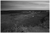 Kilauea caldera at sunset. Hawaii Volcanoes National Park ( black and white)