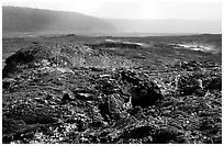 Volcanic landscape of lava field near Mauna Ulu crater. Hawaii Volcanoes National Park ( black and white)