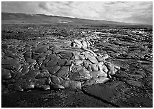 Freshly cooled lava on plain. Hawaii Volcanoes National Park, Hawaii, USA. (black and white)