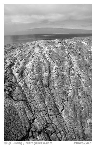 Recent lava crust on Mauna Ulu crater. Hawaii Volcanoes National Park (black and white)