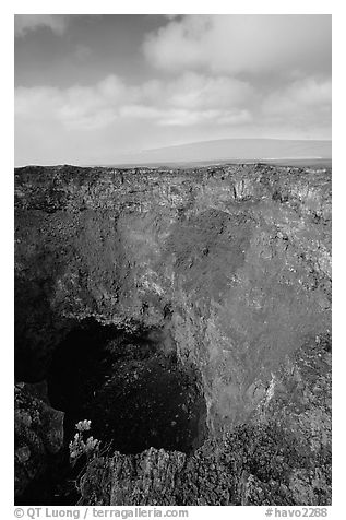 Mauna Ulu crater. Hawaii Volcanoes National Park (black and white)