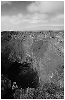 Mauna Ulu crater. Hawaii Volcanoes National Park, Hawaii, USA. (black and white)