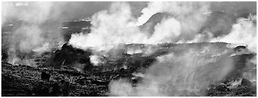 Fumeroles. Hawaii Volcanoes National Park (Panoramic black and white)