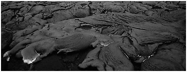 Live lava flow. Hawaii Volcanoes National Park (Panoramic black and white)