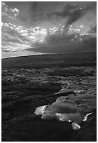 Kilauea lava flow at sunset. Hawaii Volcanoes National Park, Hawaii, USA. (black and white)