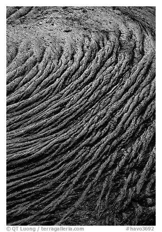 Circular ripples of flowing pahoehoe lava. Hawaii Volcanoes National Park, Hawaii, USA.