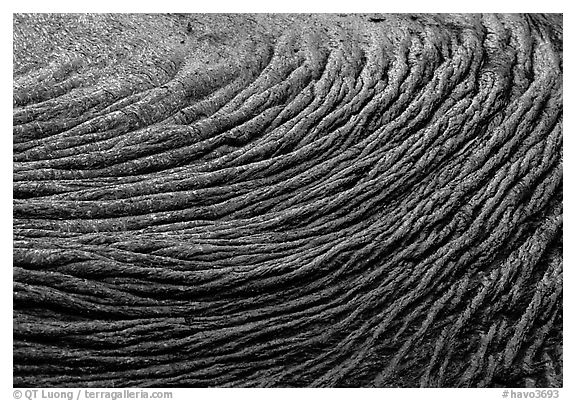 Swirling pattern of flowing pahoehoe lava. Hawaii Volcanoes National Park, Hawaii, USA.