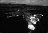 Kilauea lava flow at dawn. Hawaii Volcanoes National Park ( black and white)