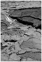 Lava flow. Hawaii Volcanoes National Park, Hawaii, USA. (black and white)